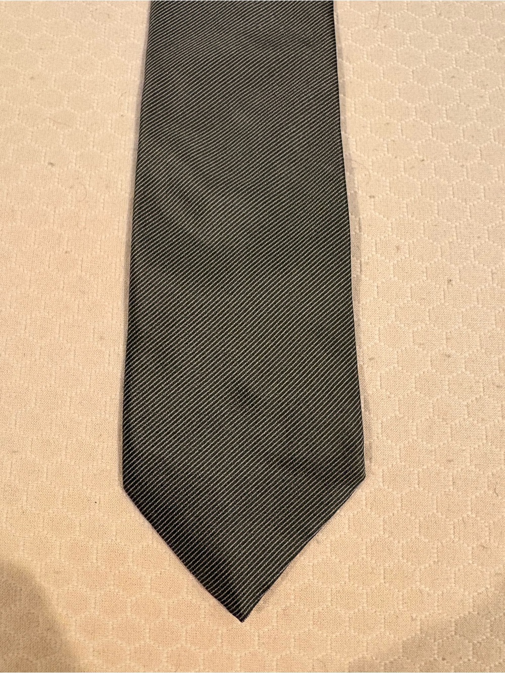 Hart Schaffner Marx greenish and Gray Diagonal Stripe Tie Italian